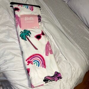 Barbie Pink and White Graphic Blanket